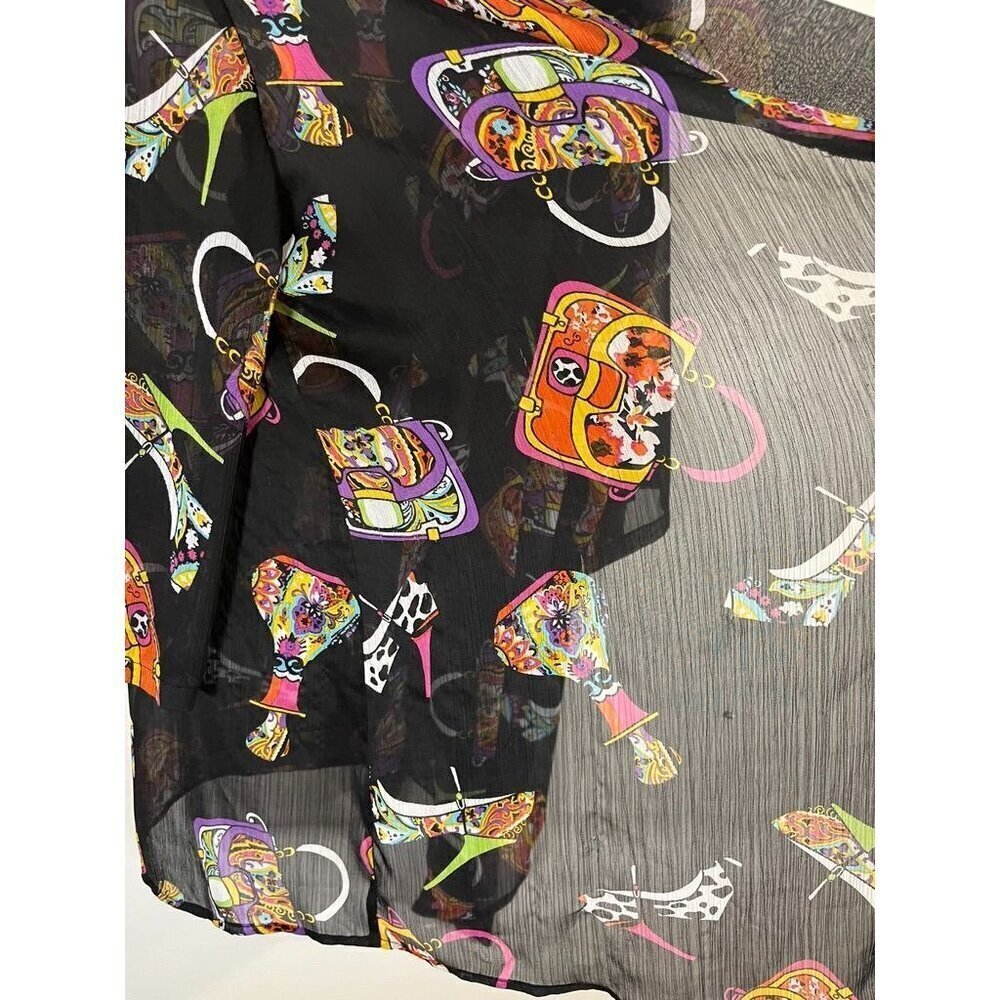 Slinky Funky Sheer Cardigan 1X Black Retro Hippie Indie Perfume Handbag Festive - Picture 9 of 15